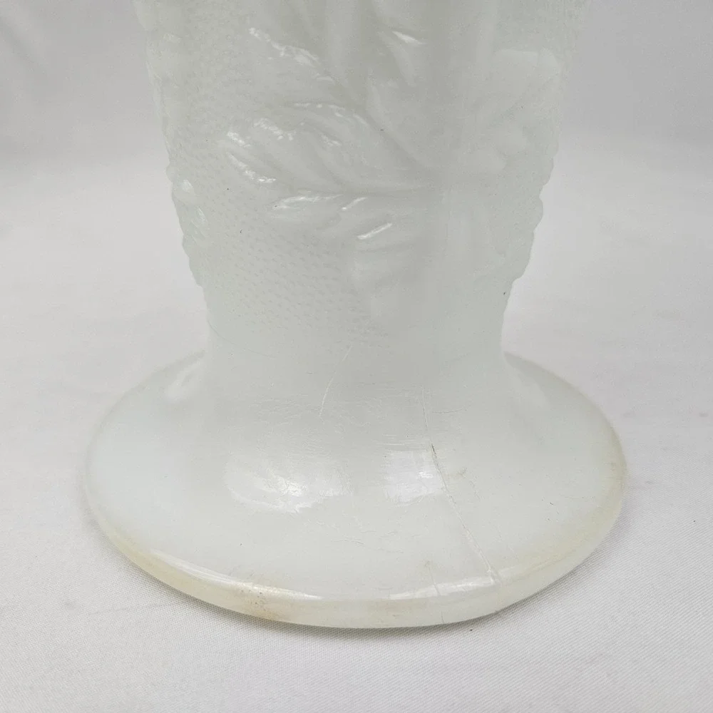 Westmorland Milk Glass Flower Vase Vintage Raised Grape Pattern